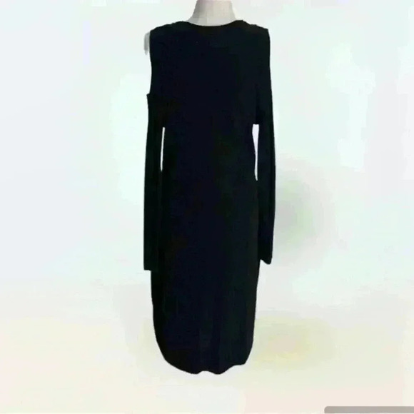 Heidi Wiesel Black Body con cold shoulder MIDI length Dress Size Large - Picture 3 of 6